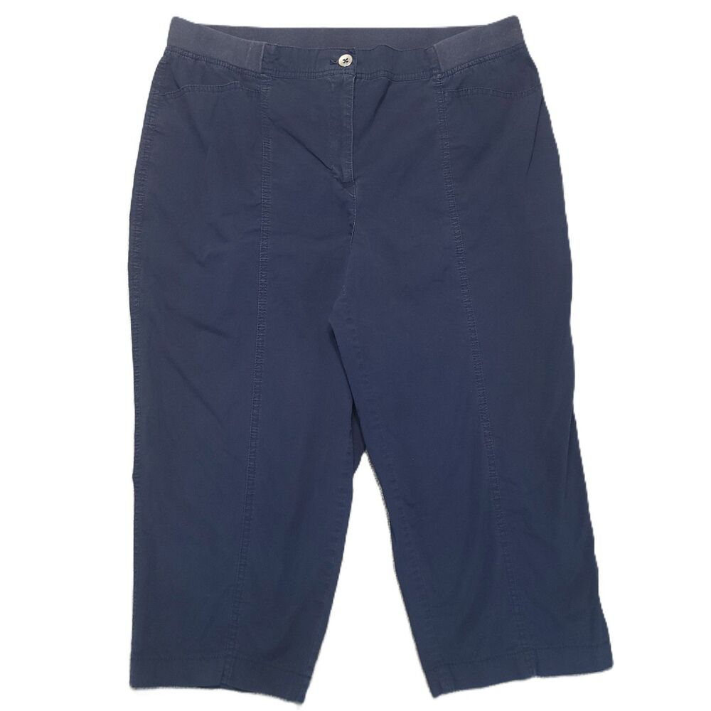 Chico's Womens 2.5 (34x19.5) Capri Pants High Rise Elastic Waist Navy Cropped